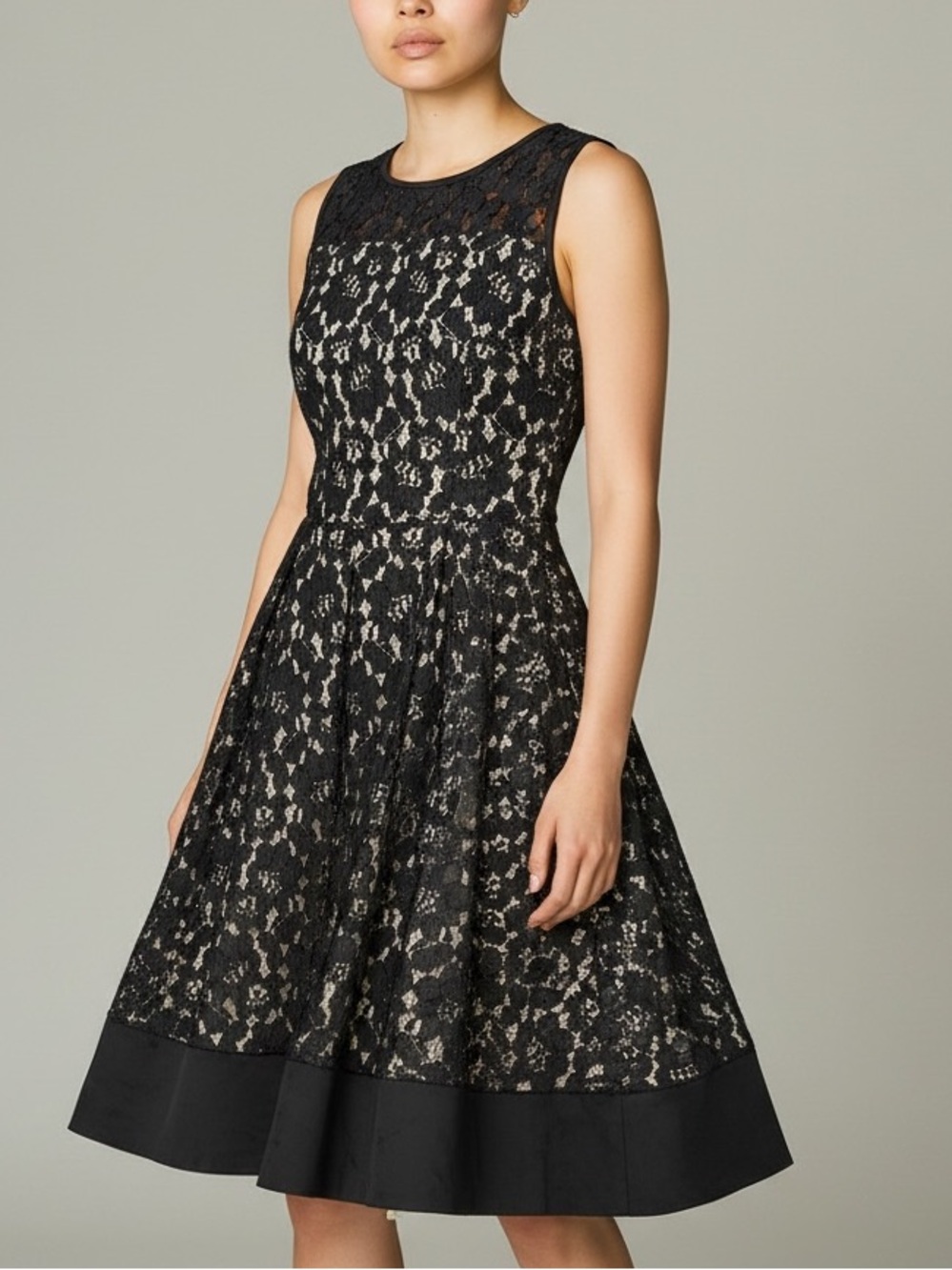 Calvin Klein Lace Illusion Fit & Flare Dress Black